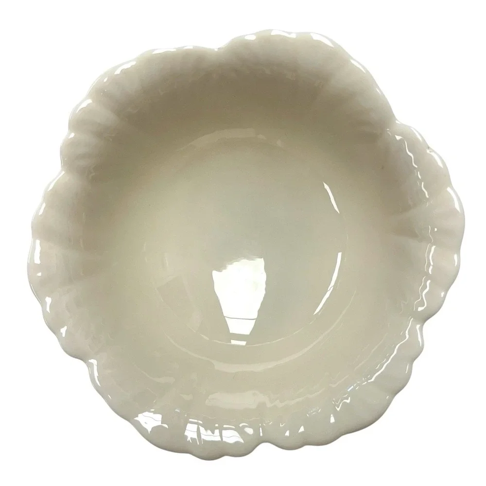 Vintage Lenox Cabbage Leaf Bowl‎ Ivory 24K Gold Trim Footed Candy Nut Bowl